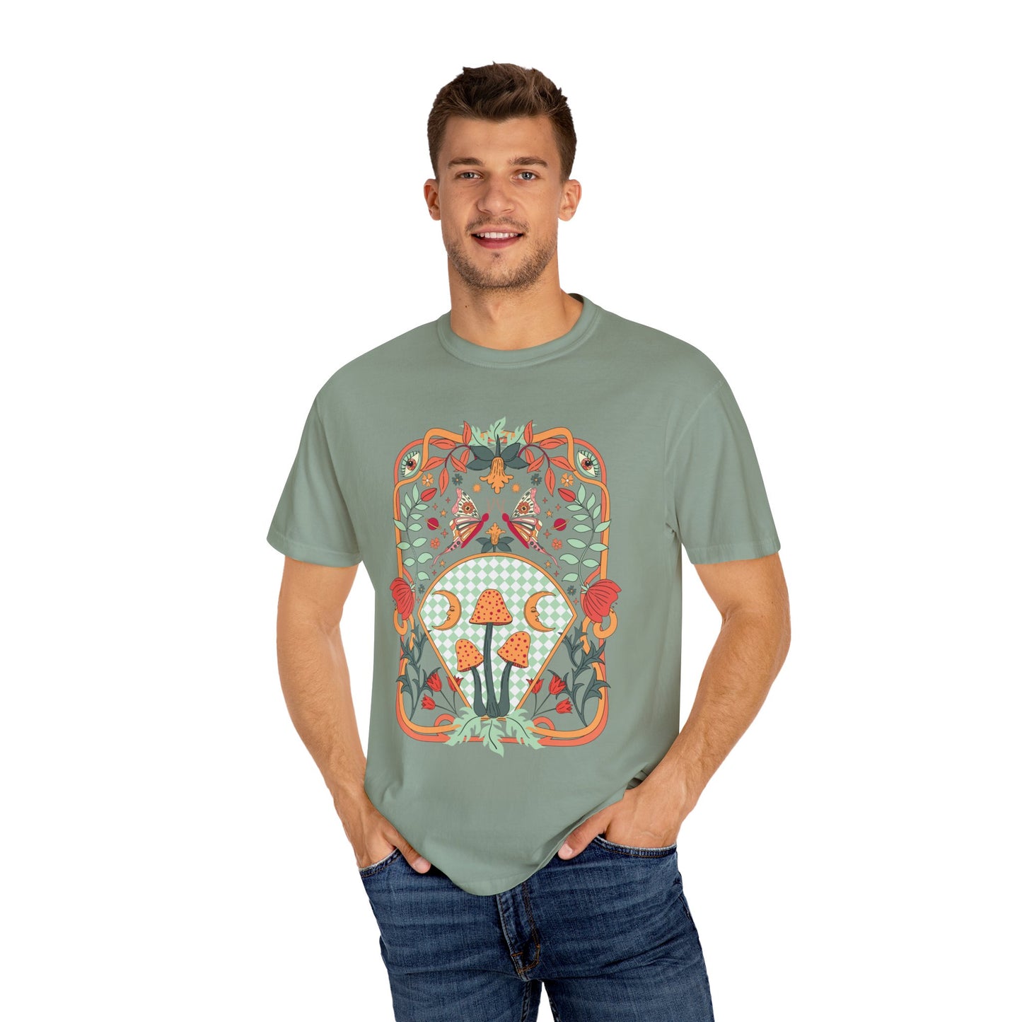 Gingham Mushrooms  Unisex T -shirt