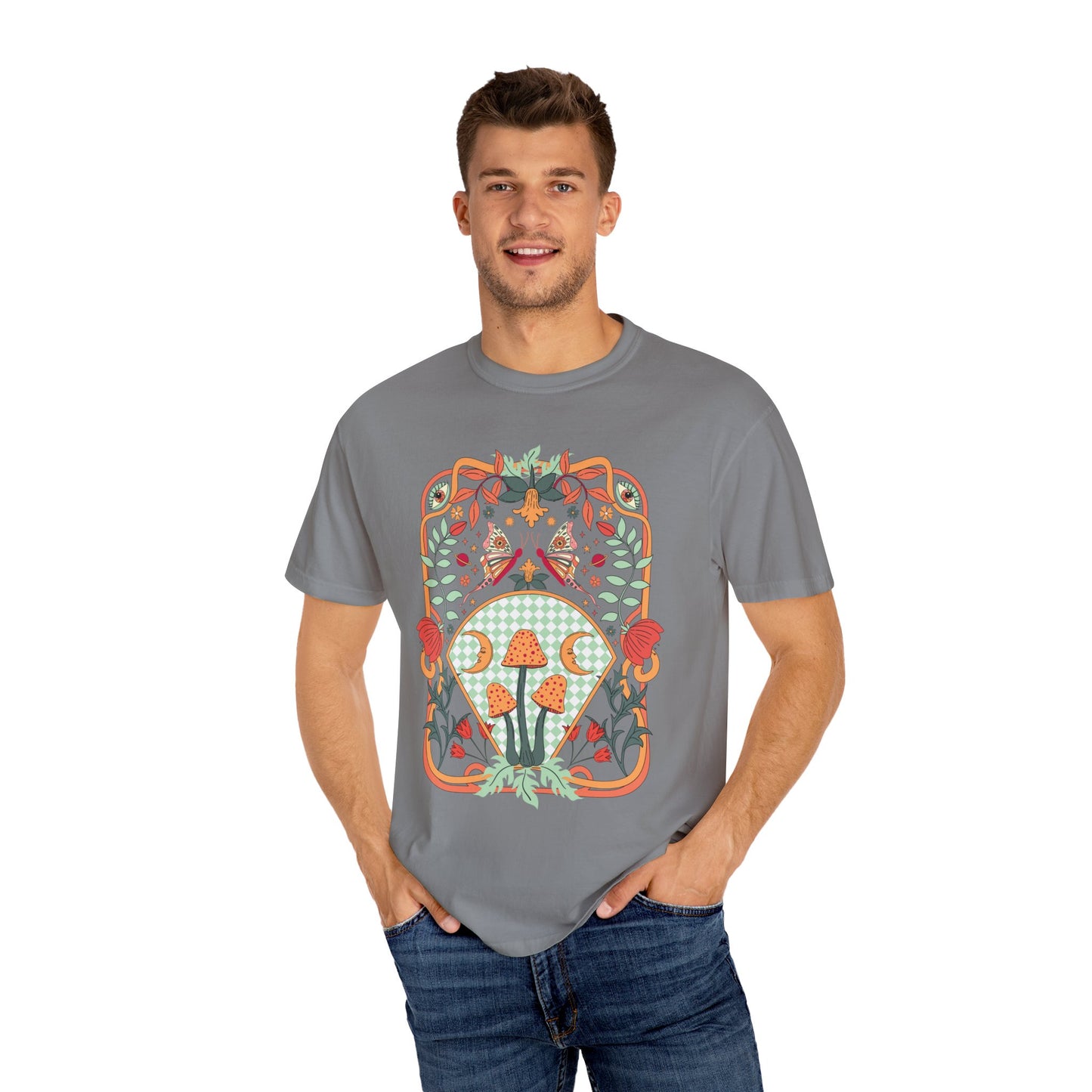 Gingham Mushrooms  Unisex T -shirt