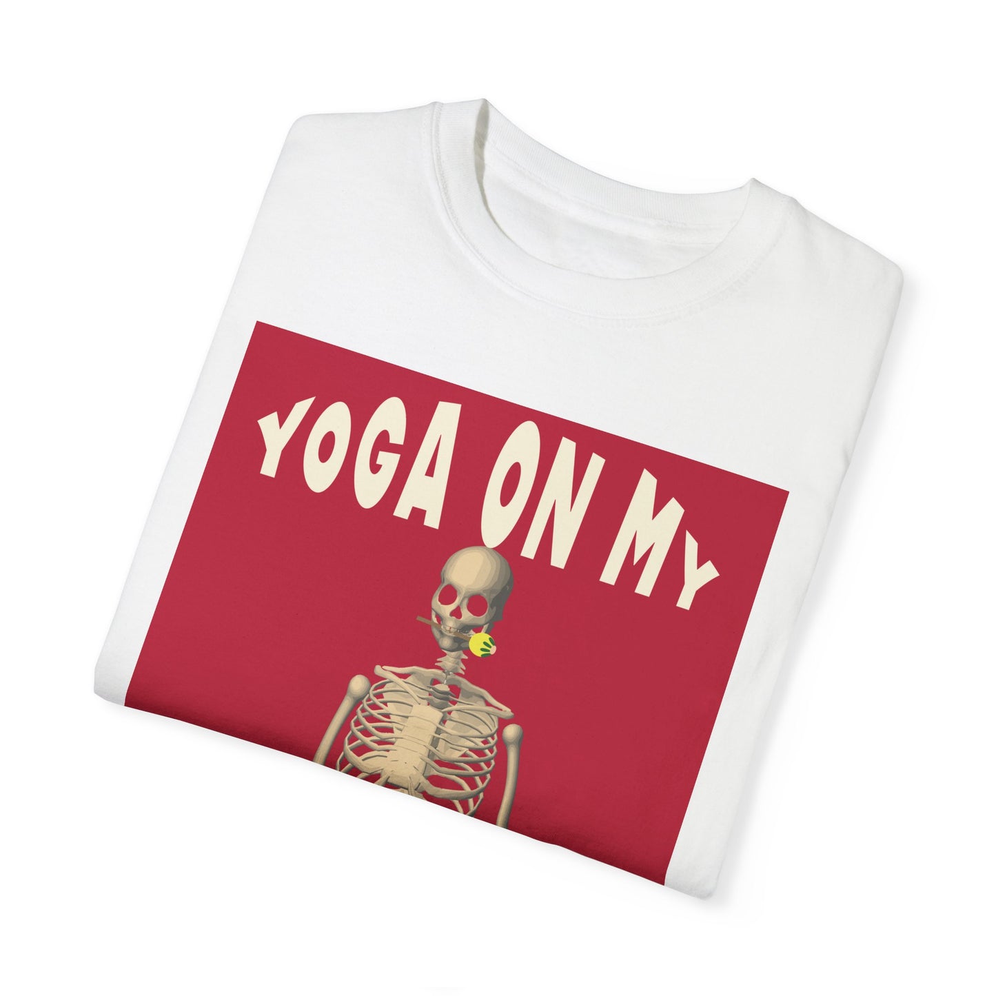 Yoga On My Mind Halloween Tee | Yoga Halloween T-Shirt Skelton doing Yoga Halloween Tee |  Unisex Funny Halloween Graphic Print Shirt Tee