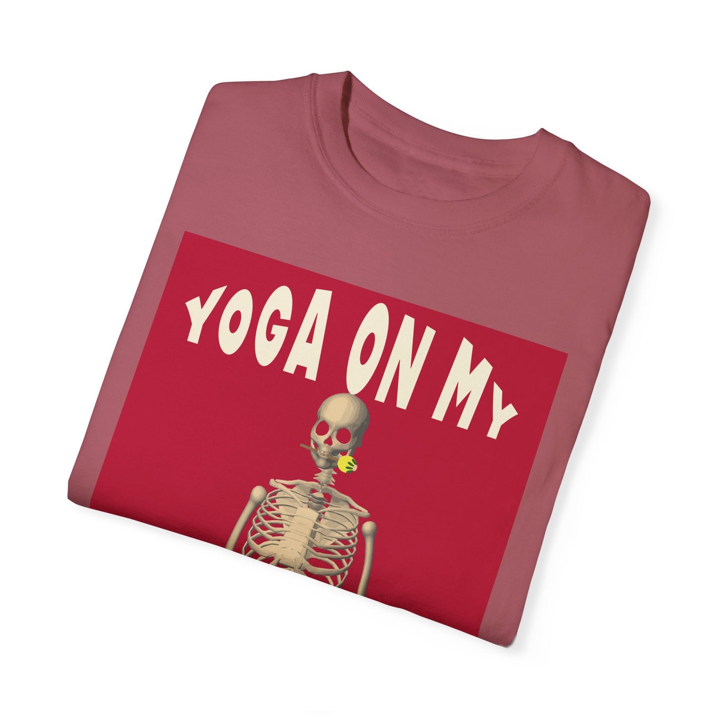 Yoga On My Mind Halloween Tee | Yoga Halloween T-Shirt Skelton doing Yoga Halloween Tee |  Unisex Funny Halloween Graphic Print Shirt Tee