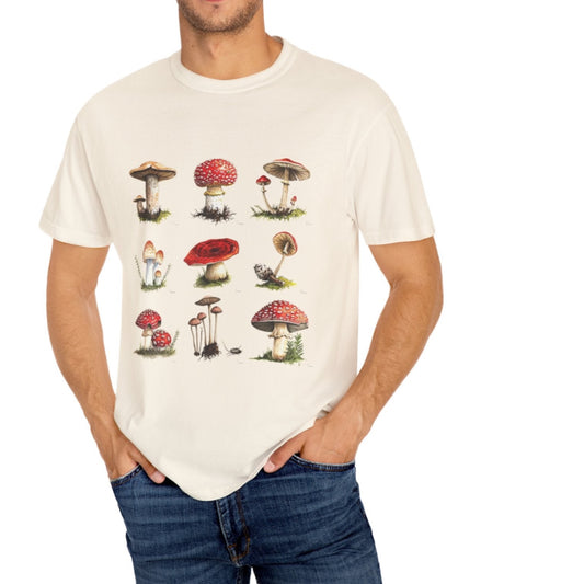 vintage mushroom T-shirt in cream colour