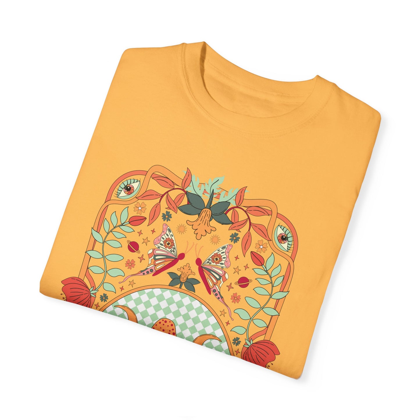 Gingham Mushrooms  Unisex T -shirt