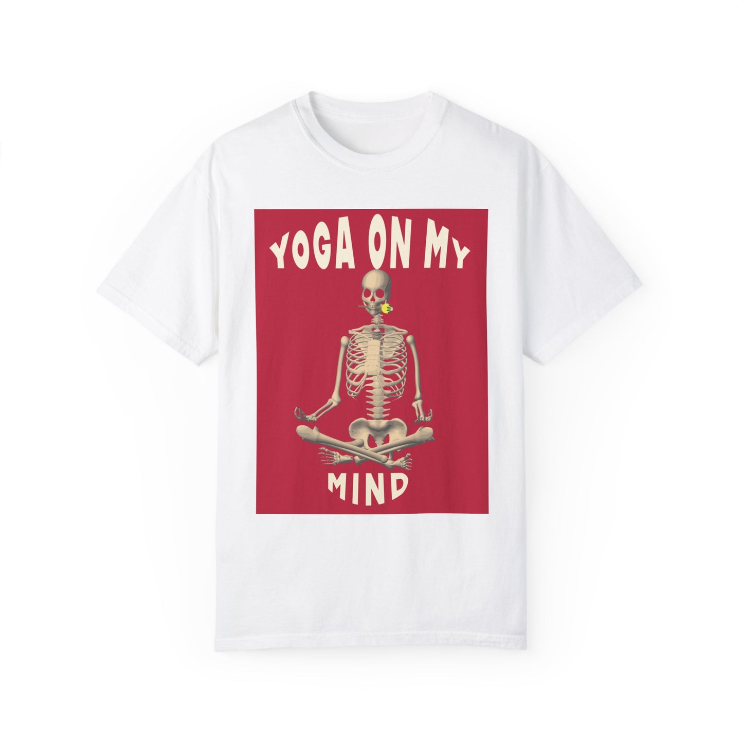 Yoga On My Mind Halloween Tee | Yoga Halloween T-Shirt Skelton doing Yoga Halloween Tee |  Unisex Funny Halloween Graphic Print Shirt Tee