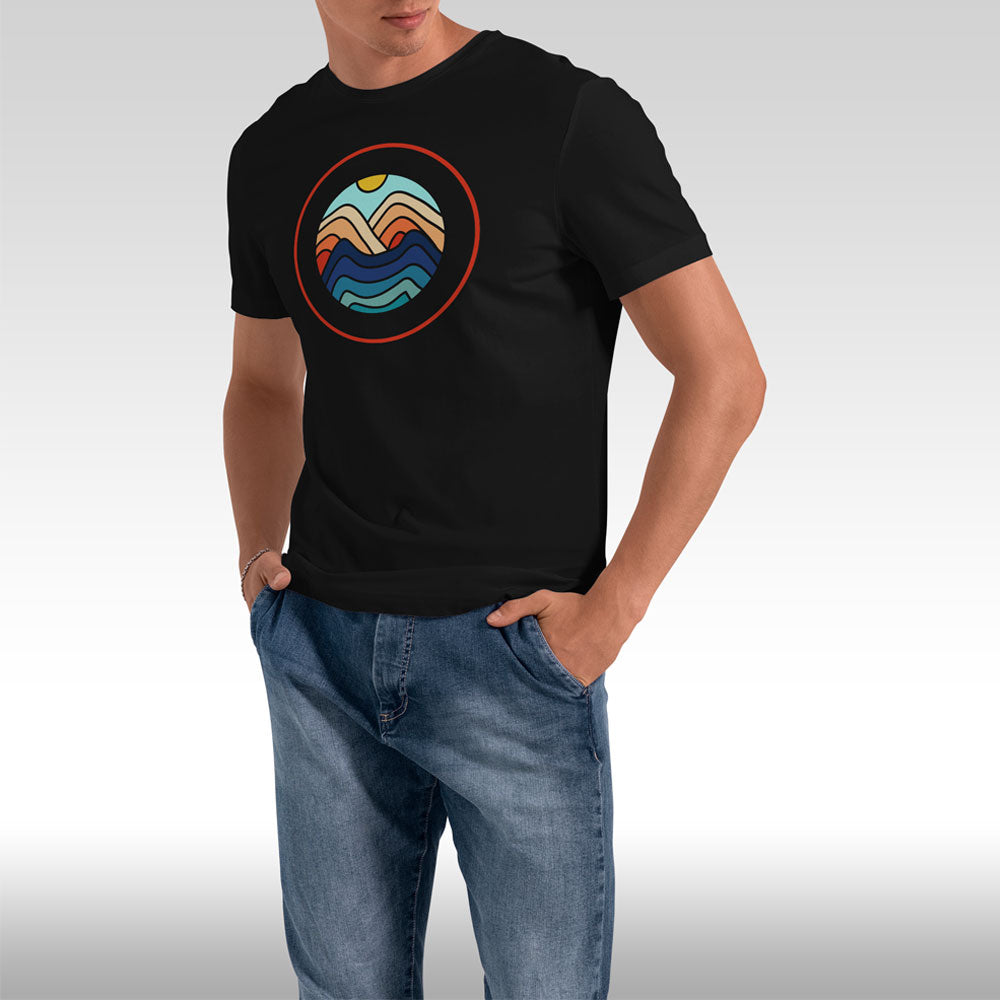 T-Shirt, Men, Seascape, Abstract Sea Print Graphic Tee