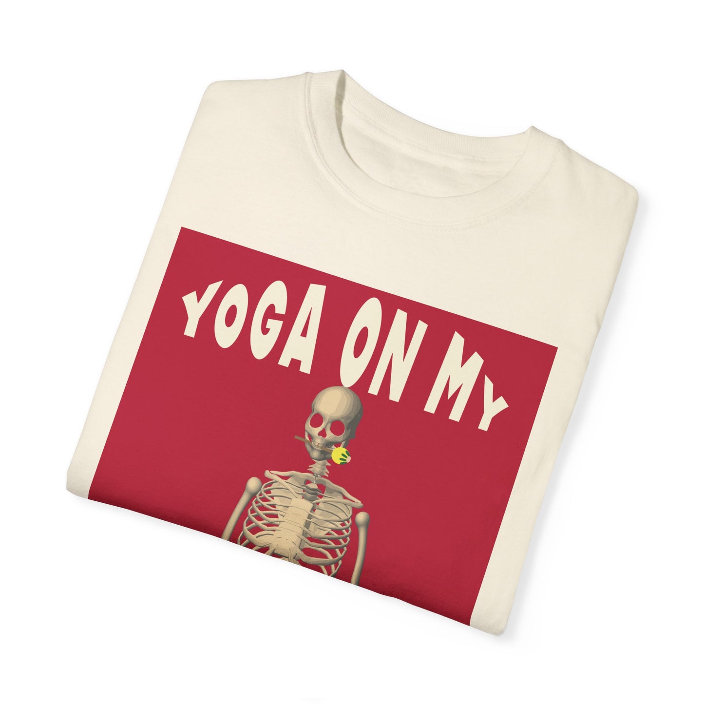 Yoga On My Mind Halloween Tee | Yoga Halloween T-Shirt Skelton doing Yoga Halloween Tee |  Unisex Funny Halloween Graphic Print Shirt Tee