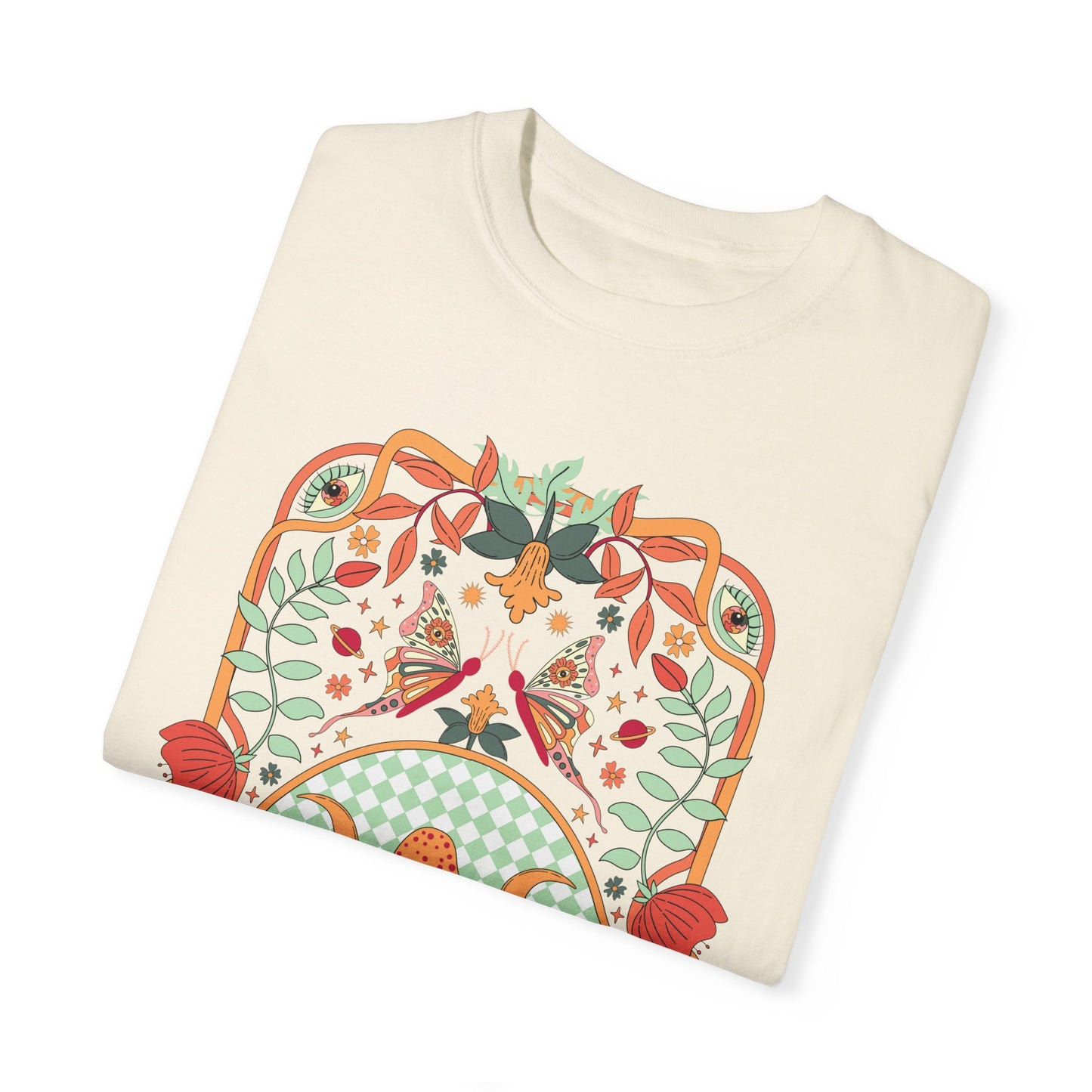 Gingham Mushrooms  Unisex T -shirt