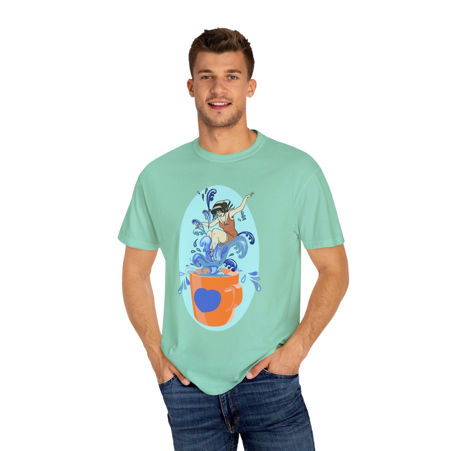 Cup Surfing Graphic Print Shirt Tee Top