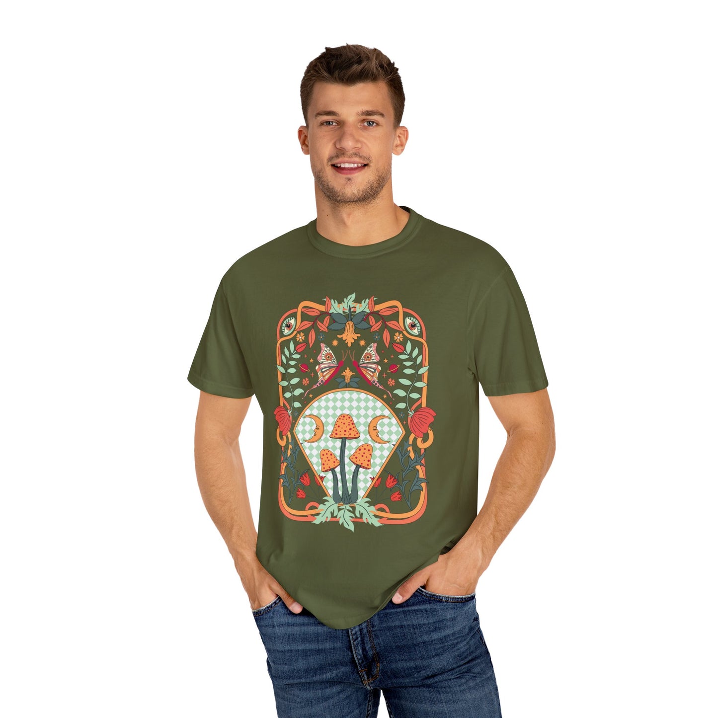 Gingham Mushrooms  Unisex T -shirt