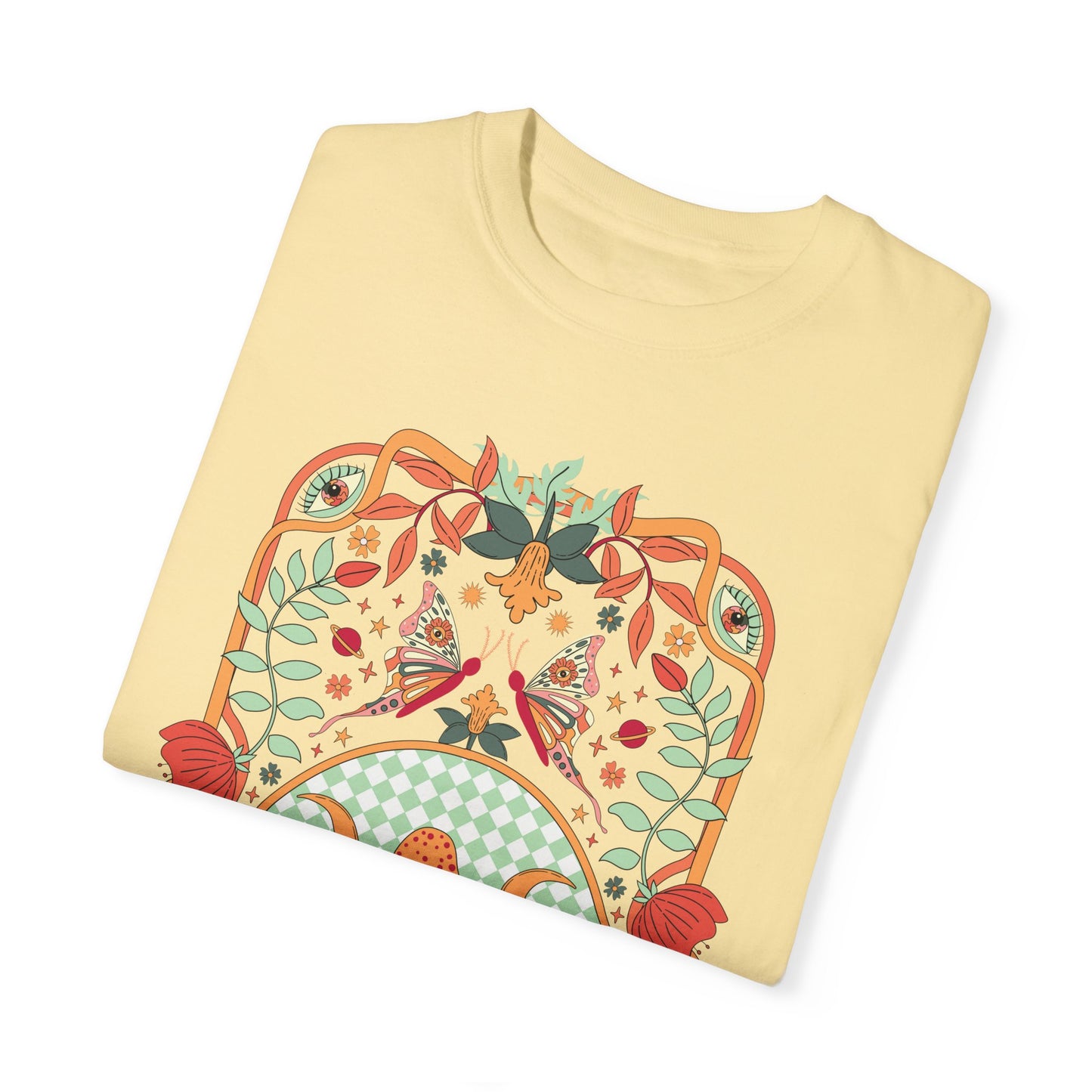 Gingham Mushrooms  Unisex T -shirt