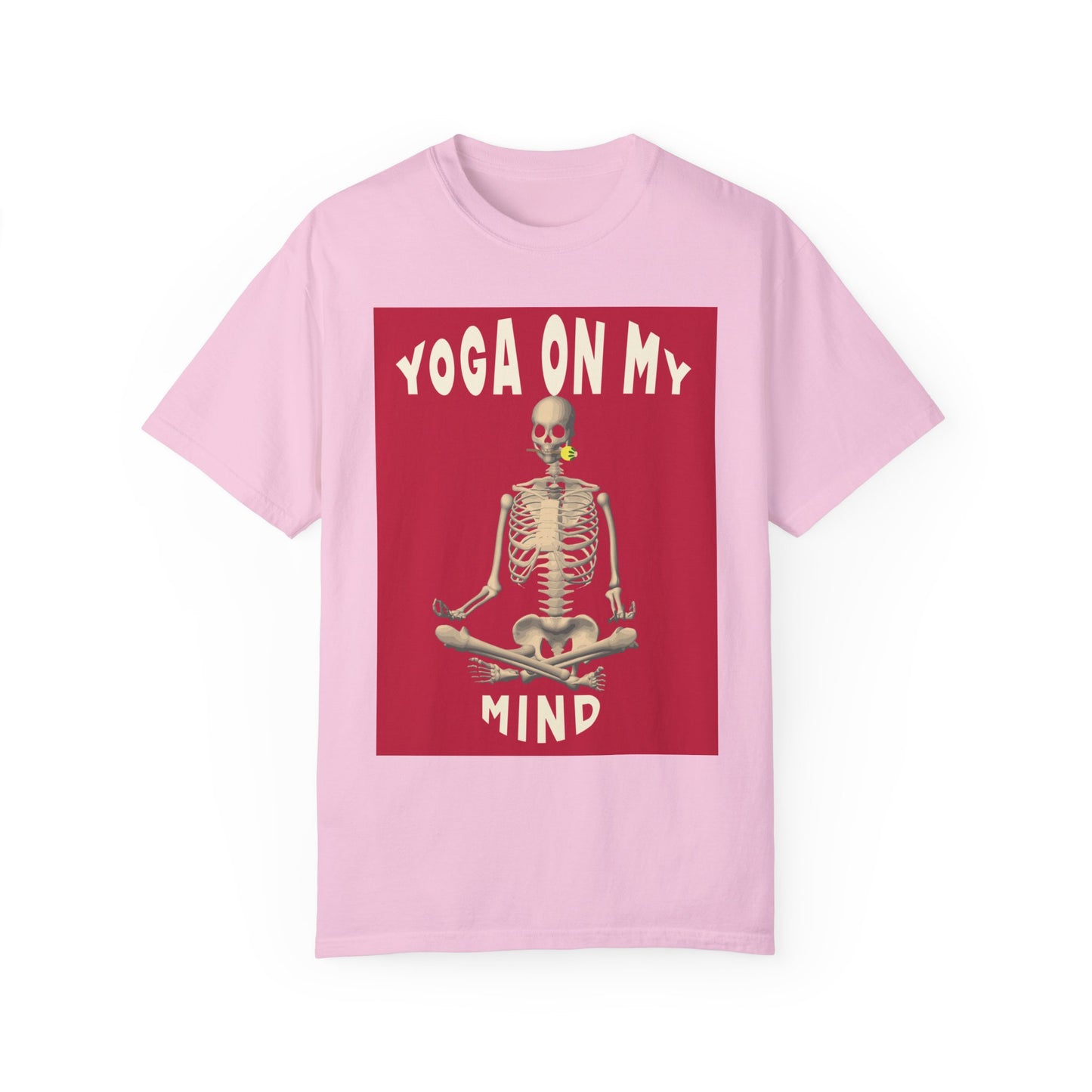 Yoga On My Mind Halloween Tee | Yoga Halloween T-Shirt Skelton doing Yoga Halloween Tee |  Unisex Funny Halloween Graphic Print Shirt Tee
