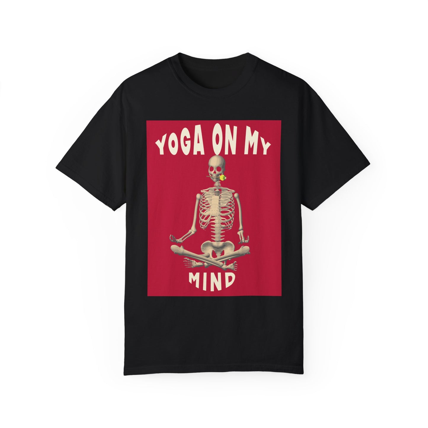 Yoga On My Mind Halloween Tee | Yoga Halloween T-Shirt Skelton doing Yoga Halloween Tee |  Unisex Funny Halloween Graphic Print Shirt Tee