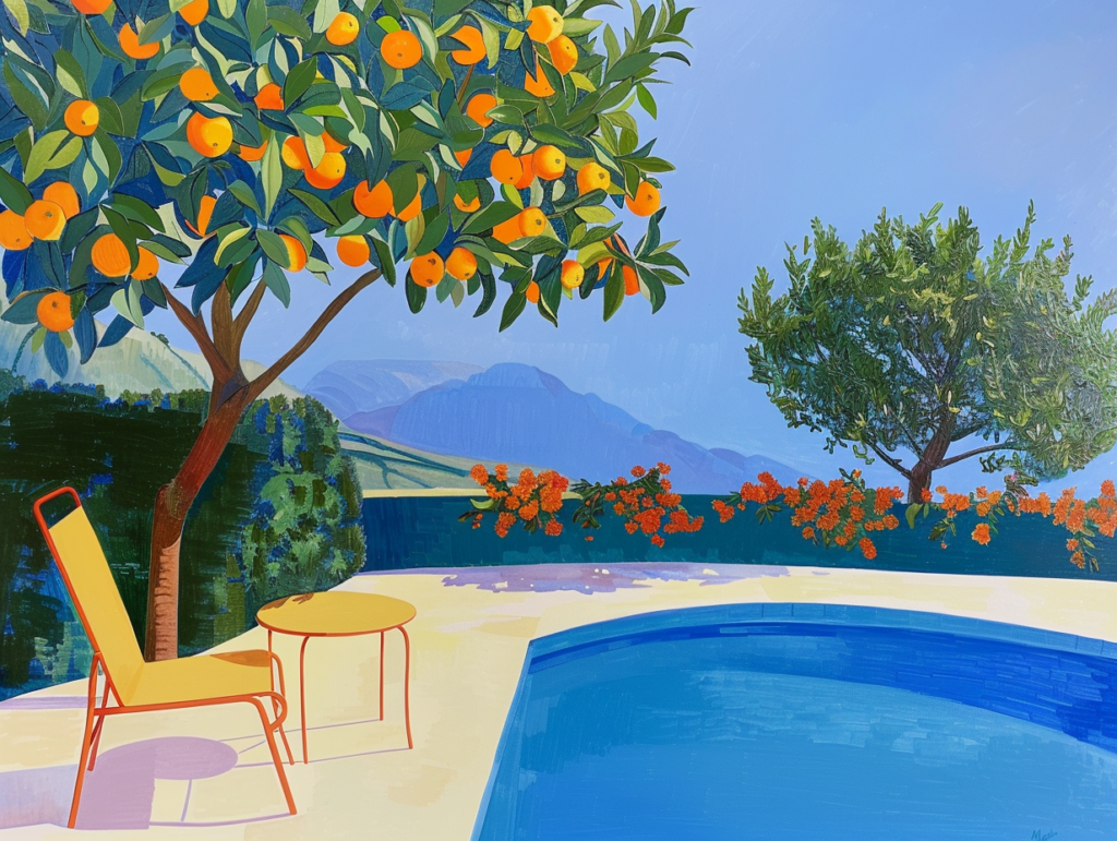 california summer pool print
