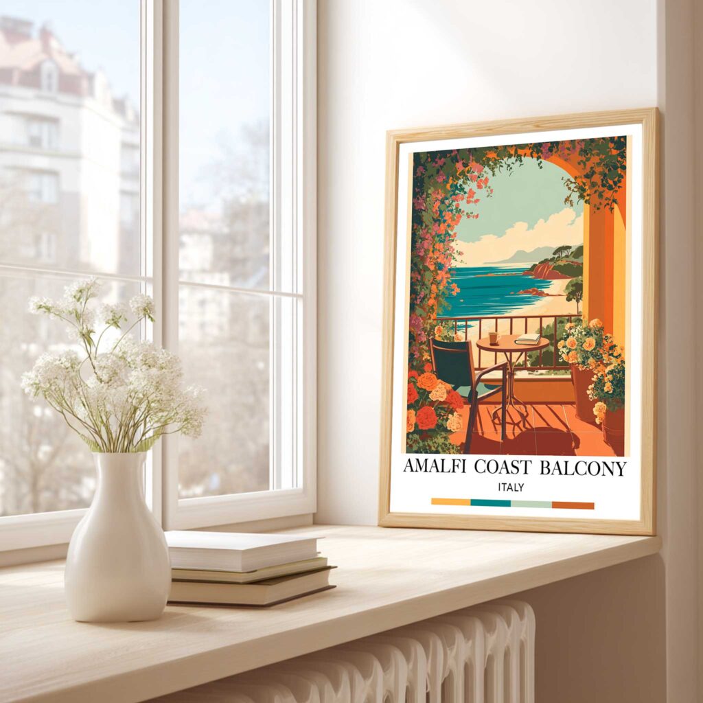 vintage amalfi coast travel poster